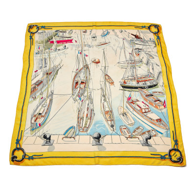 Sold at Auction: Hermes Port de Saint Tropez Silk Scarf